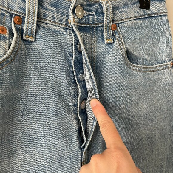 Levi's Ribcage Straight Button Fly Waist Denim High Rise Casual Jeans Blue 27 - Picture 5 of 10